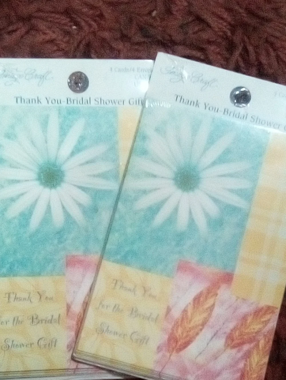 2pack 8 Cards Thank You Bridal Shower Gift Enclosure Cards - White Daisy